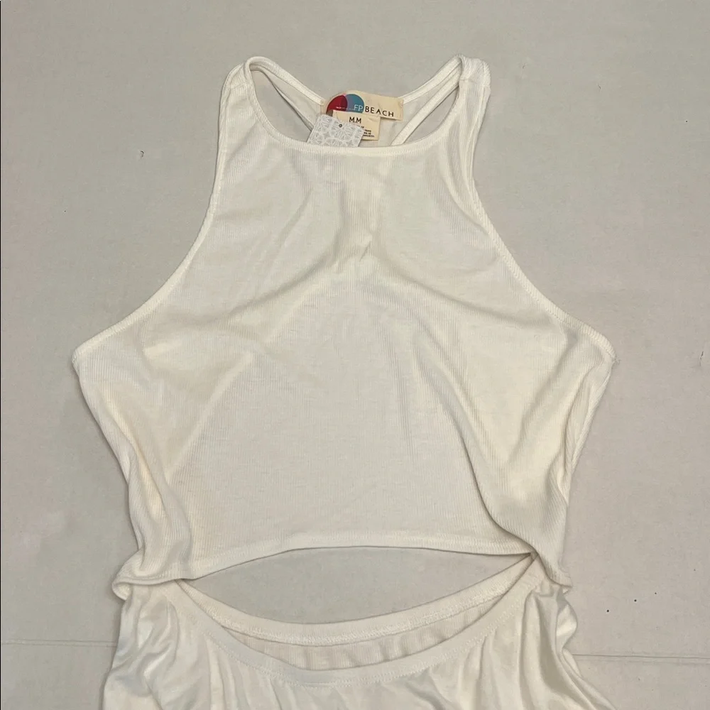 FREE PEOPLE FP BEACH BETHANY MIDI CUT-PUT DRESS WHITE MEDIUM NEW WITH TAGS - Picture 4 of 11